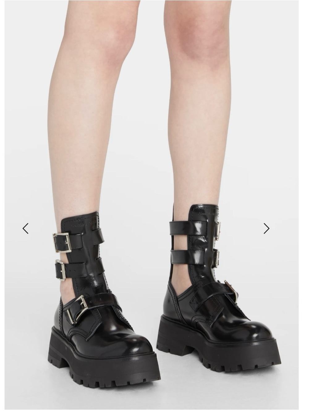Alexander McQueen Black Chunky Platform Buckle Boots 38.5